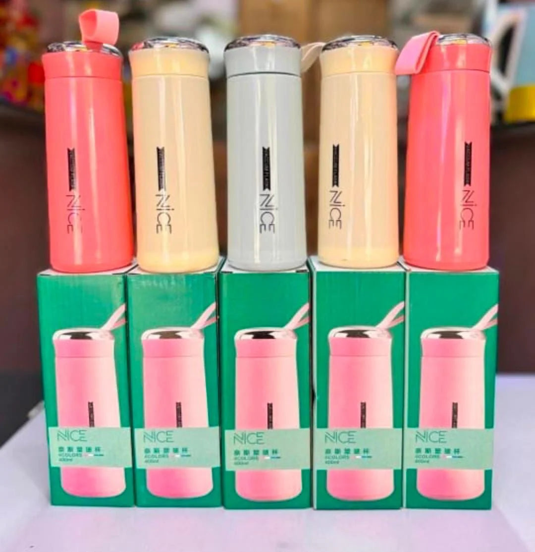 Glass Water Bottle-Leak Proof Premium Borosilicate Glass Water Bottle - 400ml Insulated Premium NICE 400ml Glass Water Bottle - Ultimate Freshness - Perfect for School, home, Gym, and Office Use - Durable Glass/Plastic Hybrid Construction
